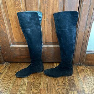 Sergio Rossi Black Suede Over-The-Knee Boots EU 39